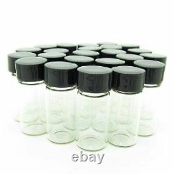 100-1000pcs 20ml Lab Glass Vials Bottles Clear Containers+Black Screw Cap HPLC