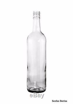 100 X 750ml Glass screw top clear wine bottles with black or red Nova caps