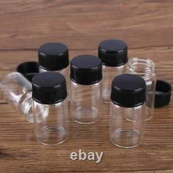 100 pieces 7ml 2240mm Small Glass Bottles with Black Plastic Caps Spice Jars