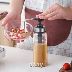 10XSauce Dispenser Pump with Glass Bottle for Ketchup Honey Syrup Salad