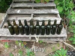 10 Antique Black Glass Bottles from Louisville Kentucky lady leg pontil
