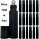 10ml Frosted Black Thick Glass Roll On Roller Ball Empty Bottle Refillable