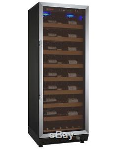 115 Bottle Single Zone Wine Cooler Refrigerator Stainless Steel Glass Door