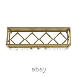 120cm Gold / Black Wine Racks Wall Mounted with Glass Bottle Holder 2-Tiers