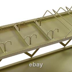 120cm Gold / Black Wine Racks Wall Mounted with Glass Bottle Holder 2-Tiers