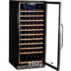 121 Bottle Built-In Wine Refrigerator, Stainless Steel Silver Glass Door Cooler