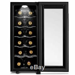 12 Bottle Thermoelectric Wine Cooler Freestanding Temperature Display Glass Door