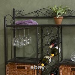 12 Bottle Wine Rack Bistro Glass Holder Rattan Storage Baskets & Shelves