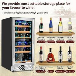 15 Inch Dual Zone Wine Cooler, 32-Bottle Stainless Steel & Tempered Glass Door