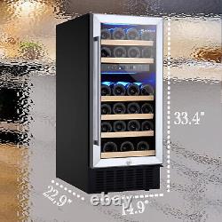 15''Wine Cooler Refrigerator 28 Bottle Fast Cooling Fridge Built-in/Freestanding