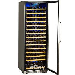 166 Bottle Compact Built-In Wine Cooler, Stainless Steel Glass Door Refrigerator