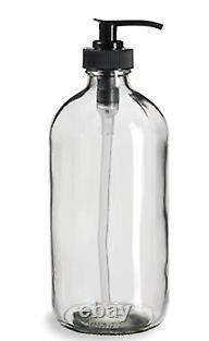 16 oz Clear Boston Round Glass Bottle with Black Pump Case of 120