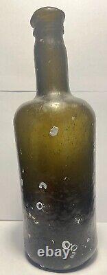 1700s English Black Glass Transitional Mallet Wine Bottle Shipwreck / Ocean Find