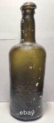 1700s English Black Glass Transitional Mallet Wine Bottle Shipwreck / Ocean Find