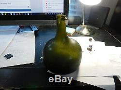 1700s authentic black glass onion bottle