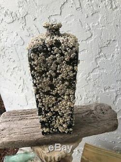 1700s black glass olive green clay mold Gin bottle barnacles / Florida