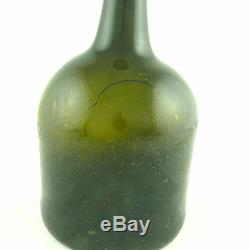 1730-1770 American Or English Magnum Mallet Black Glass Wine Bottle, Cracks Etc