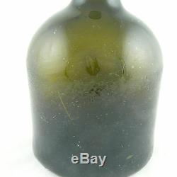 1730-1770 American Or English Magnum Mallet Black Glass Wine Bottle, Cracks Etc
