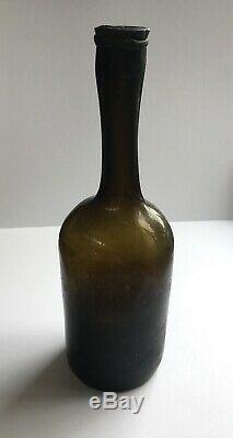 1760-1780 Black Glass Long Necked Pontiled Dutch Antique Wine Bottle
