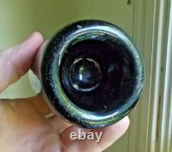 1780s EARLY FREE BLOWN OPEN PONTIL BLACKGLASS WINE BOTTLE SHEARED LIP With STRIN