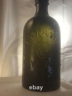 1800's Antique Black Glass Clarke & White, Saratoga, N. This Is An Early One