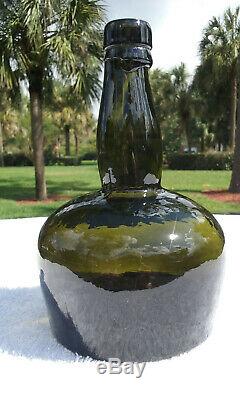 1800's Antique Black Glass P. Dawson Glenievit Whiskey Bottle! Attic Mint