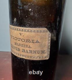 1830s Labeled Pontil Black Glass Wine Bottle V. Victoria Madeira David Barnum