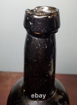1830s Labeled Pontil Black Glass Wine Bottle V. Victoria Madeira David Barnum