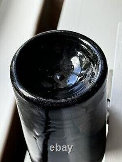 1840-1880s Hand Blown Black Glass Dark Olive Pontil Scar