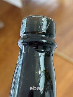 1840-1880s Hand Blown Black Glass Dark Olive Pontil Scar