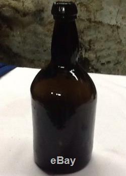 1840's Ginger Ale Bottle Free Blown Black Glass