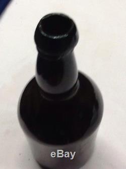 1840's Ginger Ale Bottle Free Blown Black Glass