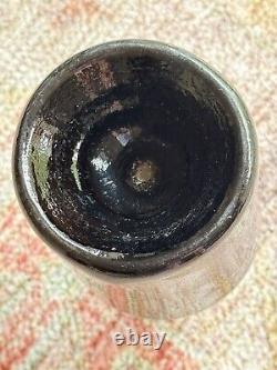 1850s 1860s BLACK GLASS APPLIED LIP WIDE PONTIL SPIRITS/WINE BOTTLE