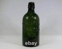 1850s G. W. Weston & Co Saratoga NY Black Olive Green Glass Bottle Mineral Water