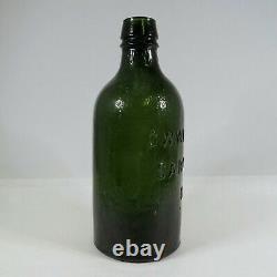1850s G. W. Weston & Co Saratoga NY Black Olive Green Glass Bottle Mineral Water