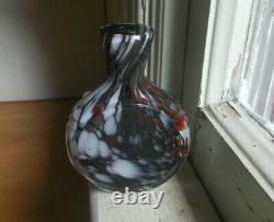 1850s RED, WHITE & BLACK CASED CUT GLASS SCENT BOTTLE POCKET COLOGNE RARE FORM