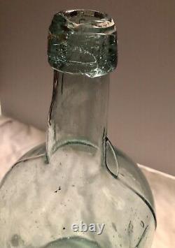 1880's Demijohn Crude Blobtop Extra Glass Squeeze On Neck Unique Antique Bottle