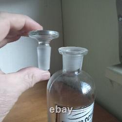 1880s LABEL UNDER GLASS Tr. HYOSCYAM APOTHECARY STOPPER DRUGSTORE MEDICINE BOTTLE