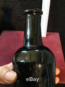 18/19Th Century Black Glass Mallet Bottle