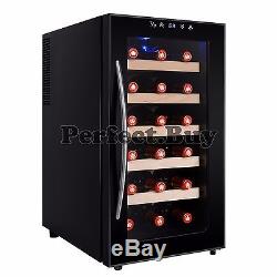 18 Bottle Single Zone Double Paned Glass Thermoelectric Freestanding Wine Cooler