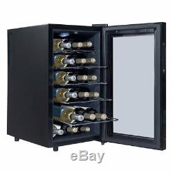 18 Bottle Thermoelectric Wine Cooler Freestanding Glass Door Black