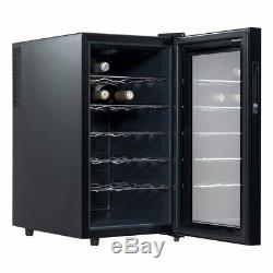 18 Bottle Thermoelectric Wine Cooler Freestanding Glass Door Black