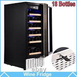 18 Bottles Glass Cooler Drinks Wine Fridge Beverage Mini Bar Refrigerator