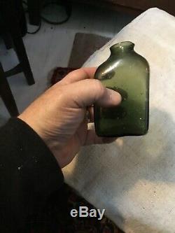 18th Century Black Glass Rare Open Pontil Snuff Bottle 2 By 2 1780s With Flaws