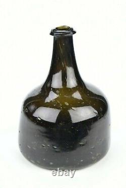 18th Century English Black Glass Squat Mallet Bottle