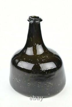 18th Century English Black Glass Squat Mallet Bottle