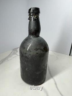 18th Century Squat Black Glass PONTIL Beer Bottle Handmade Shipwreck Bottle