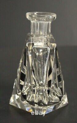 = 1920-30's Karl Palda Art Deco Crystal Perfume Bottle, Clear & Black, Bohemian