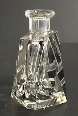 = 1920-30's Karl Palda Art Deco Crystal Perfume Bottle, Clear & Black, Bohemian