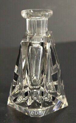 = 1920-30's Karl Palda Art Deco Crystal Perfume Bottle, Clear & Black, Bohemian